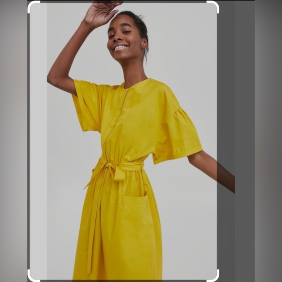 Zara yellow midi easy dress - Picture 2 of 9